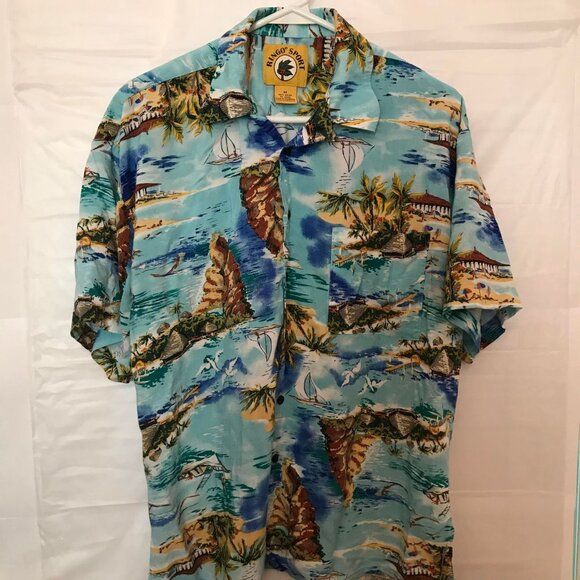 Ringo Sport Hawaiian Shirt Men's M 100% Rayon Tropical Print Soft Light *READ* - Picture 5 of 7